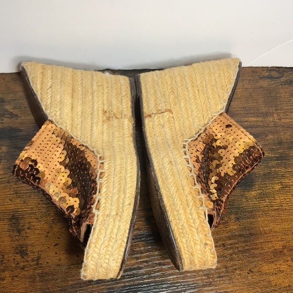 Marc by Marc Jacobs Bronze Sequence Platform Wedge Slip On Sandals 37 /6.5-7 Y2K - Picture 10 of 14